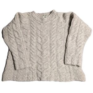 Blarney Woollen Mills Merino Wool Aran‎ Cable Knit Sweater Ireland Womens L READ